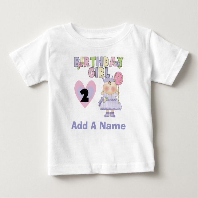 T-shirt Pour Bébé Tirage d'anniversaire personnalisé fille 2e annive (Devant)