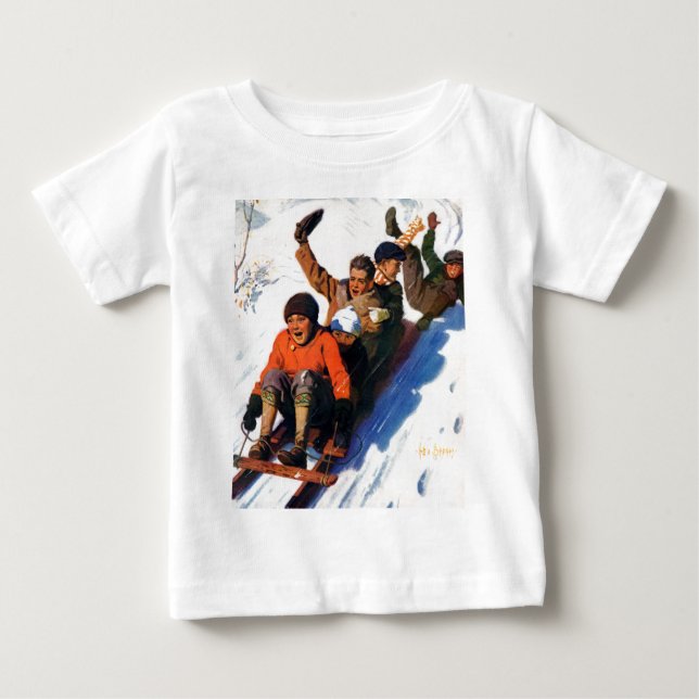 T-shirt Pour Bébé Tobagganing (Devant)