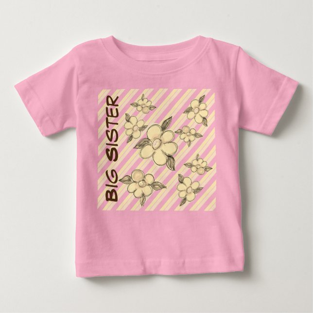 T-shirt Pour Bébé Toddler Big Soeur Rose Fancy Tee (Devant)