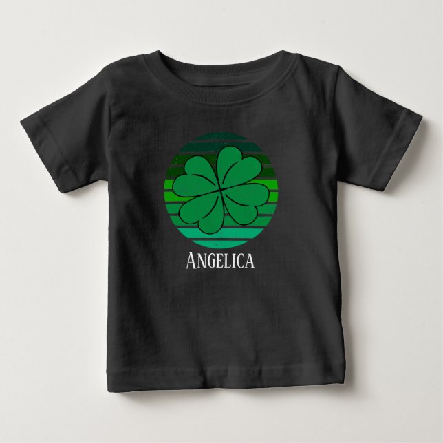 T-shirt Pour Bébé Toddler St. Patrick's Day Name 4 Leaf Clover Retro (Devant)