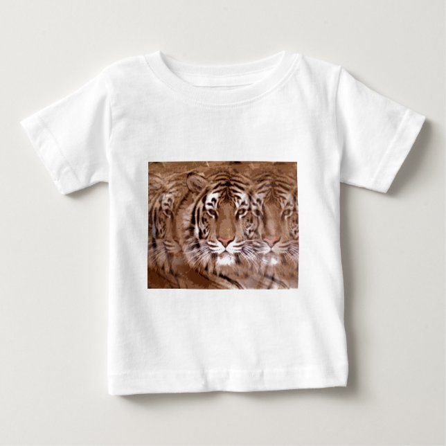 T-shirt Pour Bébé Tons Brown Tiger visage (Devant)
