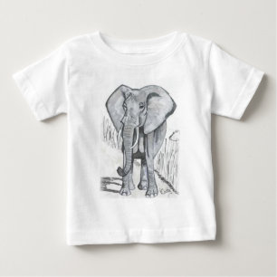 T-shirt Pour Bébé Tons étonnants gris dessiné à la main par un éléph
