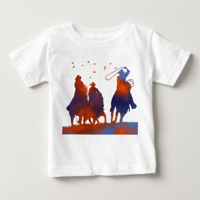 T-shirt Pour Bébé Top Toddler à roulettes de mignons cowboys (Devant)