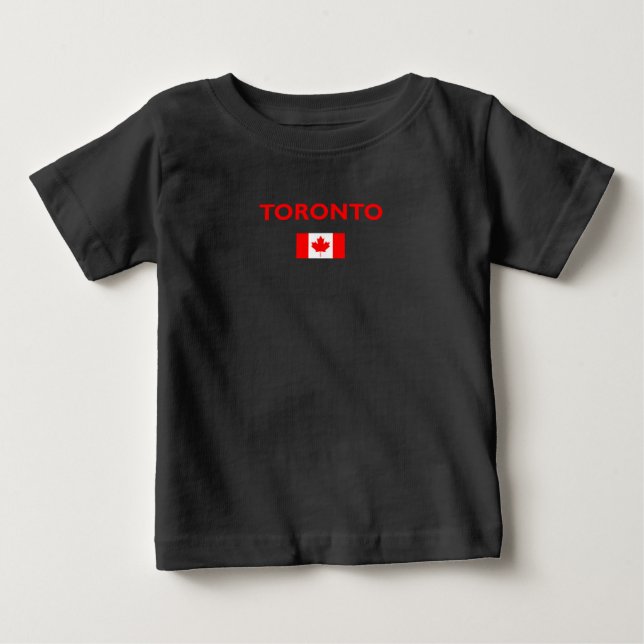T-shirt Pour Bébé Toronto Canada Drapeau canadien Couleur foncée (Devant)