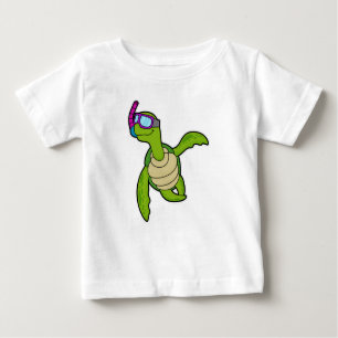 T-shirt Pour Bébé Tortue à la natation avec tuba