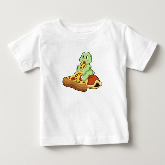 T-shirt Pour Bébé Tortue à la pizza (Devant)