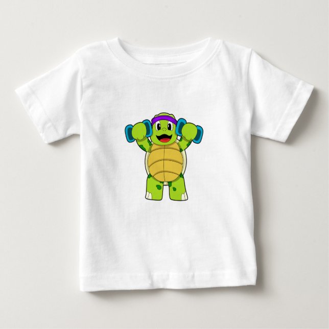 T-shirt Pour Bébé Tortue à l'effort entraînement et cloches (Devant)