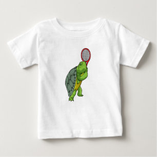 T-shirt Pour Bébé Tortue au Tennis avec raquette de tennis