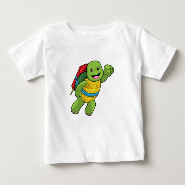 T-shirt Pour Bébé Tortue au volant avec fusée (Devant)