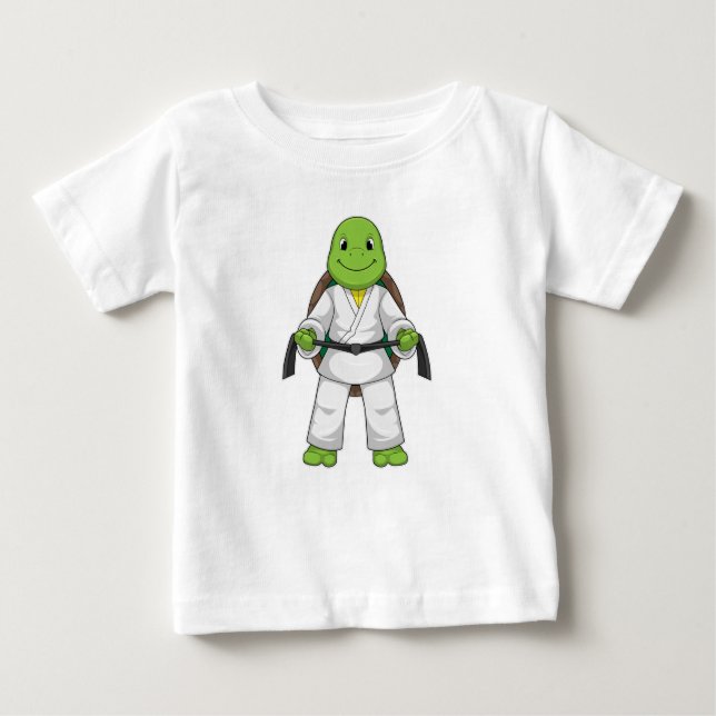 T-shirt Pour Bébé Tortue aux arts martiaux avec ceinture noire (Devant)
