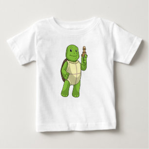 T-shirt Pour Bébé Tortue aux échecs avec pièce d'échecs Pion