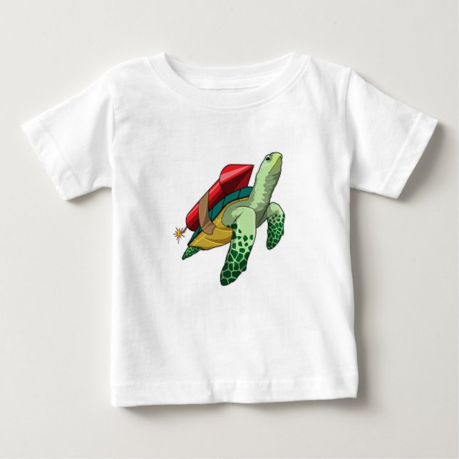 T-shirt Pour Bébé Tortue avec fusée (Devant)