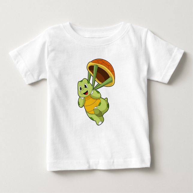 T-shirt Pour Bébé Tortue avec Shell en tant que Skydiver (Devant)