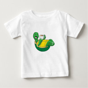 T-shirt Pour Bébé Tortue avec tasse de café