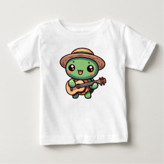 T-shirt Pour Bébé Tortue Chibi Jouer de la guitare