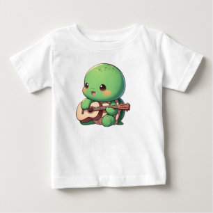 T-shirt Pour Bébé Tortue Chibi Jouer de la guitare
