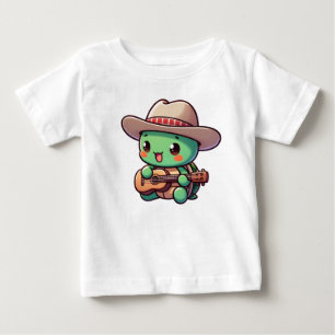 T-shirt Pour Bébé Tortue Chibi Jouer de la guitare