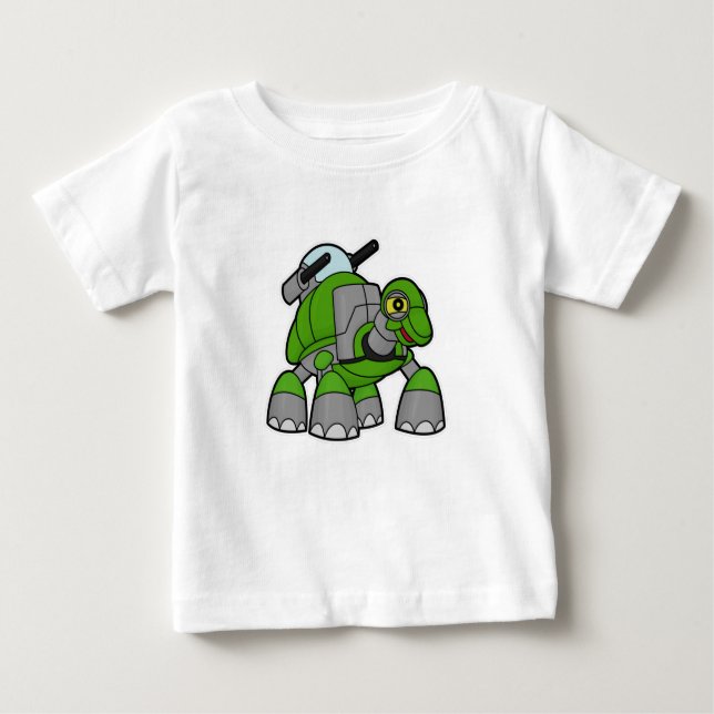 T-shirt Pour Bébé Tortue comme robot avec canons (Devant)
