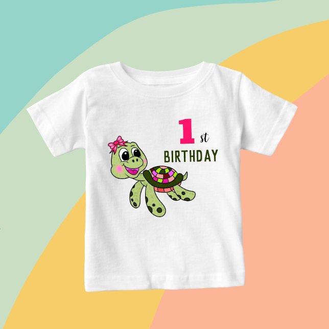 T-shirt Pour Bébé Tortue d'anniversaire  (Créateur téléchargé)