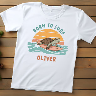 T-shirt Pour Bébé Tortue de mer bébé vibes rétro surf - Née pour sur