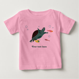 T-shirt Pour Bébé Tortue de mer mignonne sous l'art marin
