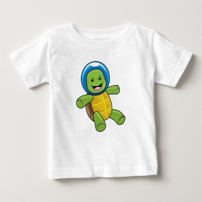T-shirt Pour Bébé Tortue en astronaute avec boule de verre (Devant)