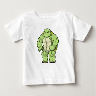 T-shirt Pour Bébé Tortue en Bodybuilder avec Six pack