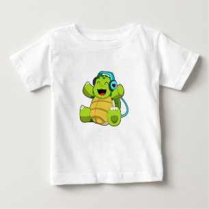 T-shirt Pour Bébé Tortue en musique avec casque