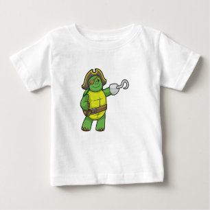T-shirt Pour Bébé Tortue en pirate avec patchs main et oeil