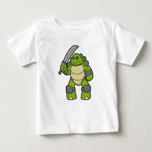 T-shirt Pour Bébé Tortue guerrière avec épée (Devant)