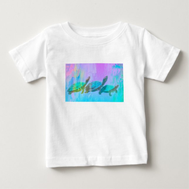 T-shirt Pour Bébé tortue néon (Devant)