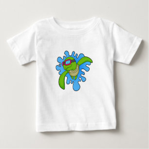 T-shirt Pour Bébé Tortue Piscine lunettes de natation