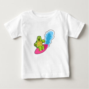 T-shirt Pour Bébé Tortue surfeur avec Surfer
