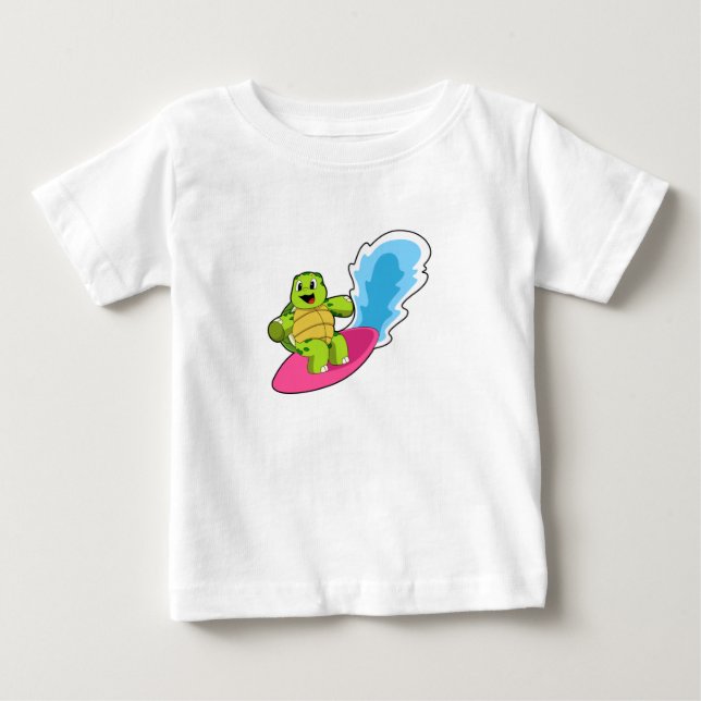 T-shirt Pour Bébé Tortue surfeur avec Surfer (Devant)