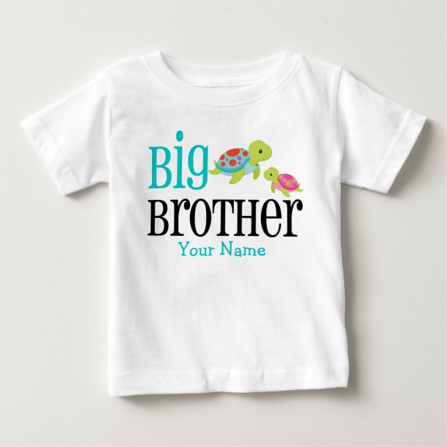 T-shirt Pour Bébé Tortues de mer Big Brother Personnalisées (Devant)