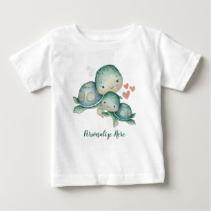 T-shirt Pour Bébé Tortues de mer mère bébé Vie océanique Personnalis