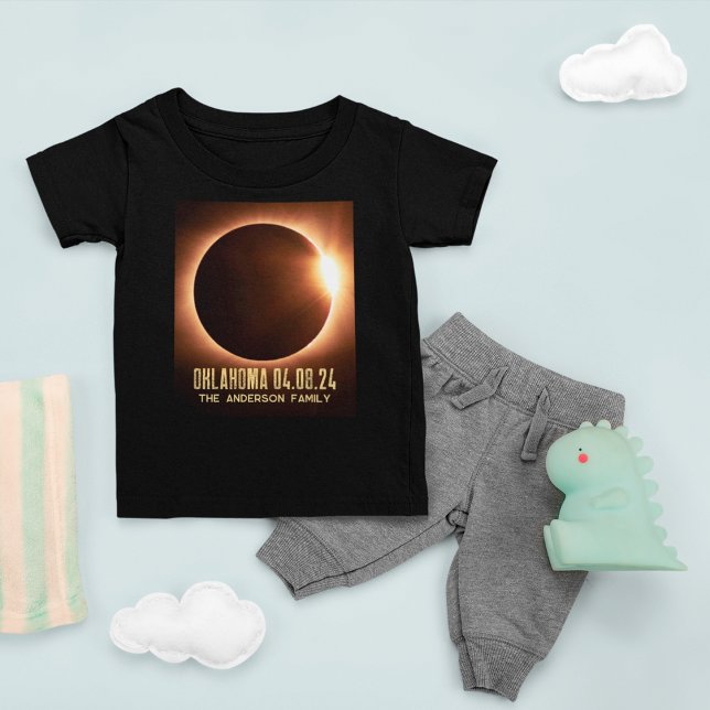 T-shirt Pour Bébé Total Solaire Eclipse Oklahoma 2024 Personnalisé (Créateur téléchargé)
