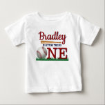 T-shirt Pour Bébé Toucher le Big One Baseball 1er Anniversaire<br><div class="desc">Célébrez en style avec ce t-shirt branché de 1er anniversaire. Le design est facile à personnaliser avec votre propre libellé et votre petit sera ravi de porter ce t-shirt pour célébrer leur 1er anniversaire.</div>