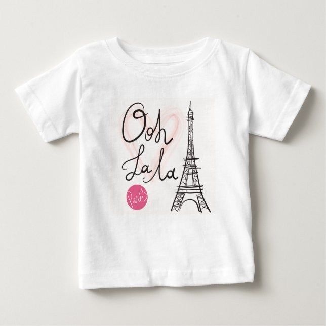 T-shirt Pour Bébé Tour Eiffel Dessinée À La Main (Devant)