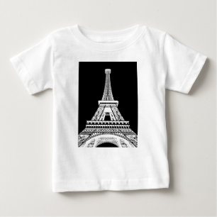 T-shirt Pour Bébé Tour Eiffel noir blanc