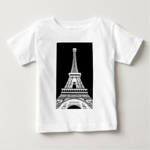 T-shirt Pour Bébé Tour Eiffel noir blanc