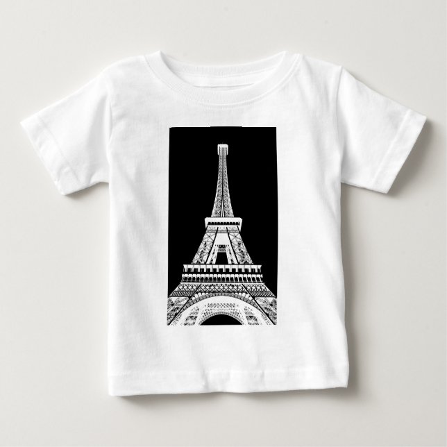 T-shirt Pour Bébé Tour Eiffel noir blanc (Devant)