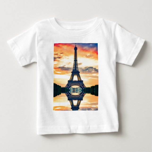 T-shirt Pour Bébé Tour Eiffel Paris Soirée européenne (Devant)