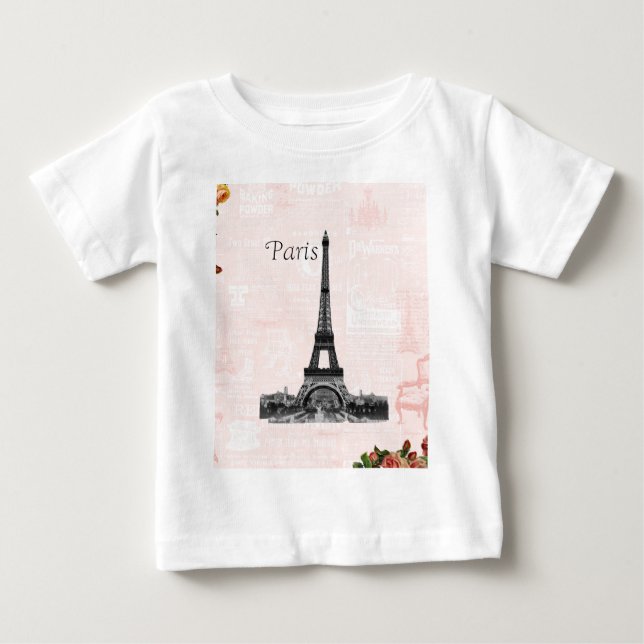 T-shirt Pour Bébé Tour Eiffel vintage (Devant)