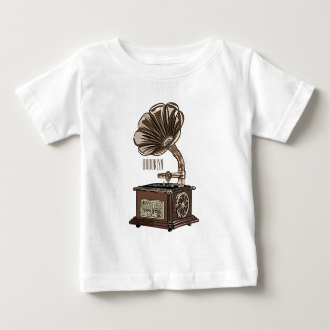 T-shirt Pour Bébé Tourne-disque dessin animé (Devant)