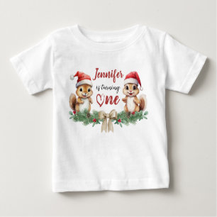 T-shirt Pour Bébé Tourne-en un   Noël écureuil 1er anniversaire