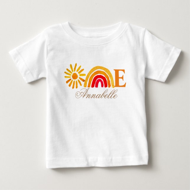 T-shirt Pour Bébé Tournesol 1er Anniversaire Aquarelle Jaune Soleil  (Devant)