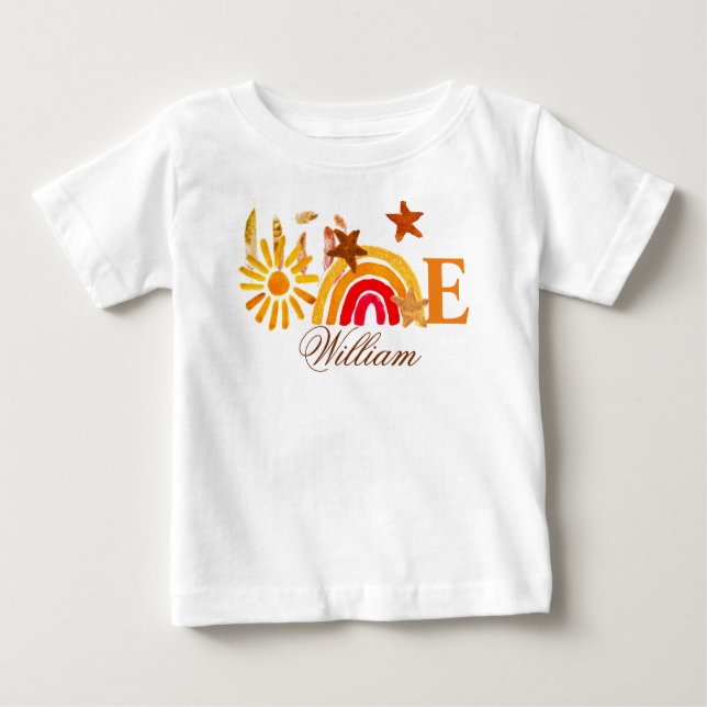 T-shirt Pour Bébé Tournesol 1er Anniversaire Aquarelle Jaune Soleil (Devant)