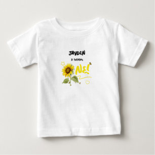 T-shirt Pour Bébé Tournesol aquarelle avec papillons 1er anniversair