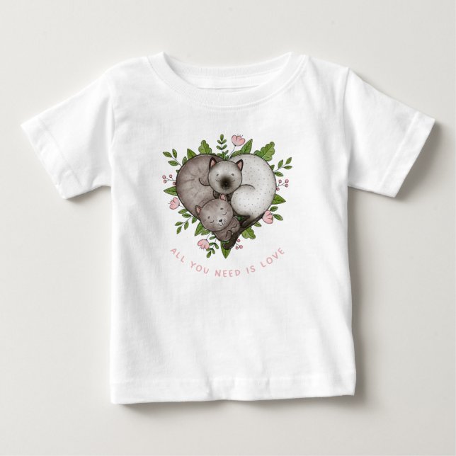T-shirt Pour Bébé Tout ce dont tu as besoin, c'est d'amour (Devant)
